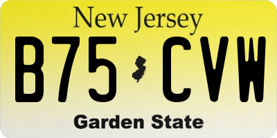 NJ license plate B75CVW