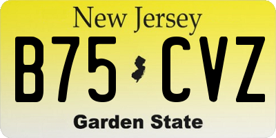 NJ license plate B75CVZ