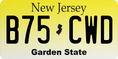 NJ license plate B75CWD