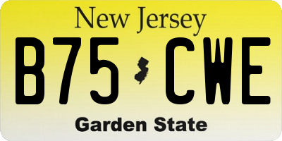 NJ license plate B75CWE