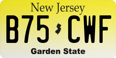 NJ license plate B75CWF