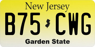 NJ license plate B75CWG