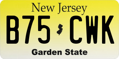 NJ license plate B75CWK