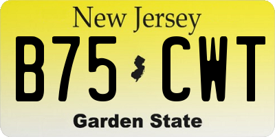 NJ license plate B75CWT