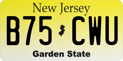 NJ license plate B75CWU