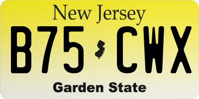 NJ license plate B75CWX