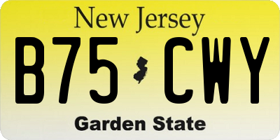 NJ license plate B75CWY