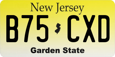 NJ license plate B75CXD