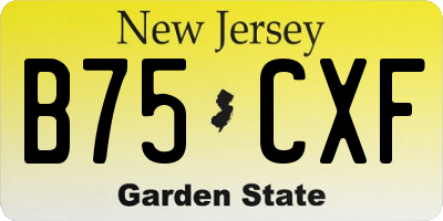 NJ license plate B75CXF