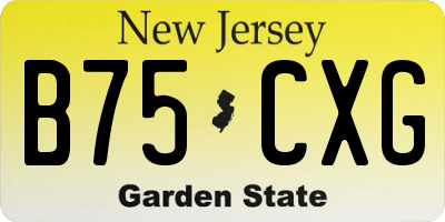 NJ license plate B75CXG