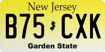 NJ license plate B75CXK