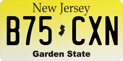 NJ license plate B75CXN