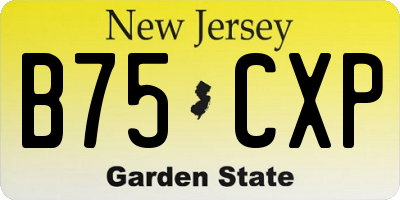 NJ license plate B75CXP