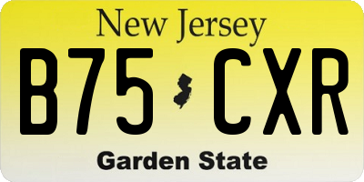 NJ license plate B75CXR