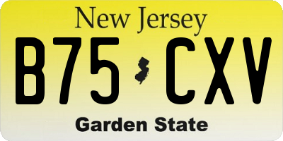 NJ license plate B75CXV