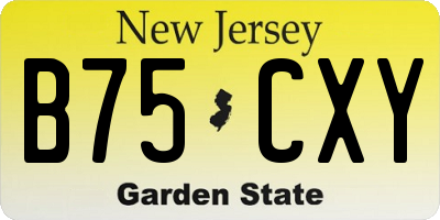 NJ license plate B75CXY