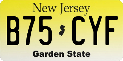 NJ license plate B75CYF