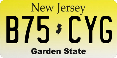 NJ license plate B75CYG