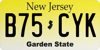 NJ license plate B75CYK