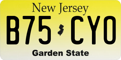 NJ license plate B75CYO