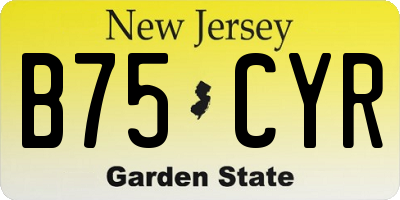 NJ license plate B75CYR