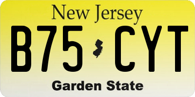 NJ license plate B75CYT