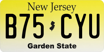 NJ license plate B75CYU
