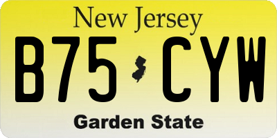 NJ license plate B75CYW
