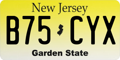 NJ license plate B75CYX