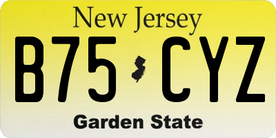 NJ license plate B75CYZ