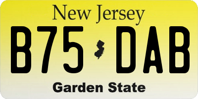 NJ license plate B75DAB
