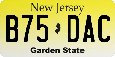 NJ license plate B75DAC