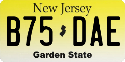 NJ license plate B75DAE