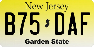 NJ license plate B75DAF