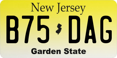 NJ license plate B75DAG