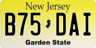 NJ license plate B75DAI