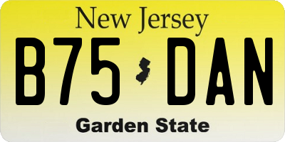 NJ license plate B75DAN