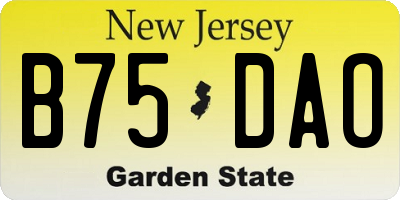 NJ license plate B75DAO