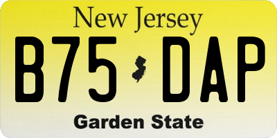 NJ license plate B75DAP