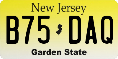 NJ license plate B75DAQ