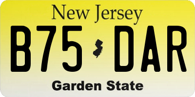 NJ license plate B75DAR