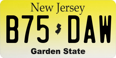NJ license plate B75DAW