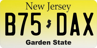 NJ license plate B75DAX