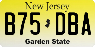 NJ license plate B75DBA