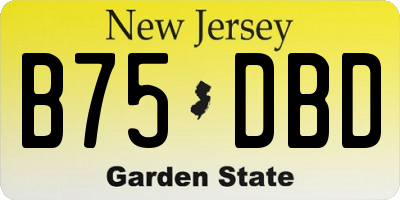 NJ license plate B75DBD