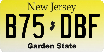 NJ license plate B75DBF
