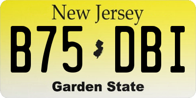 NJ license plate B75DBI