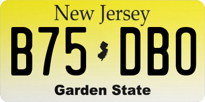 NJ license plate B75DBO