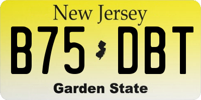 NJ license plate B75DBT