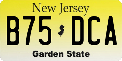 NJ license plate B75DCA